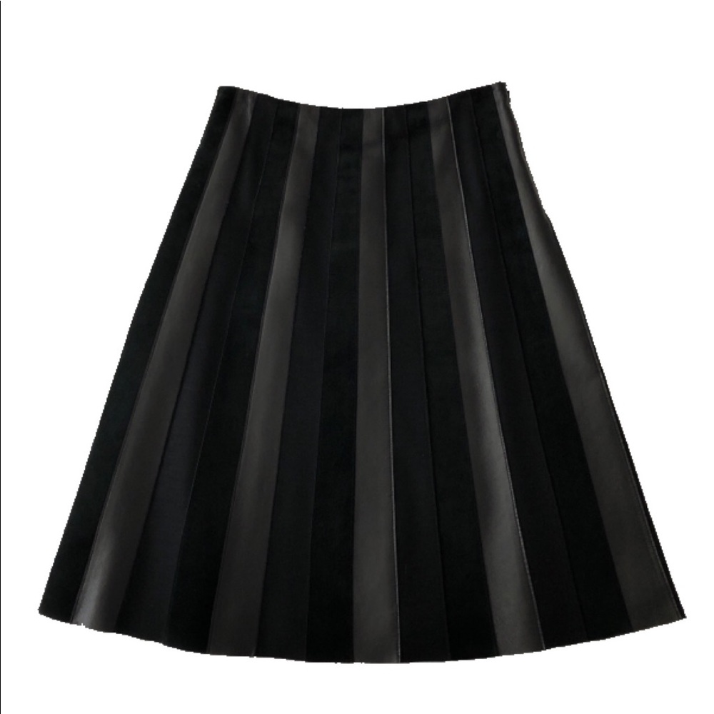 ISDA Leather/Suede Panel Skirt